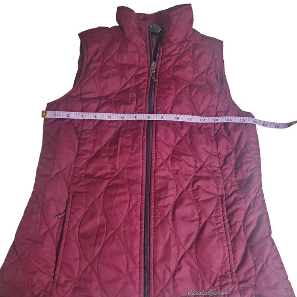 Eddie Bauer Women's XS Maroon Quilted Full Zip Up Vest Sleeveless Outerwear - Picture 10 of 11